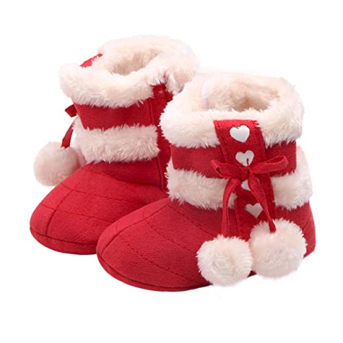 NIYANGLE Babyschuhe Winter Gefüttert Rutschfeste Lauflernschuhe mit Schleife Rote Winterschuhe für Junge Mädchen von NIYANGLE