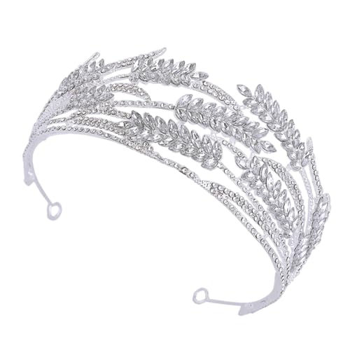 NIYANGLE Barock Hochzeit Tiara Silber Krone Braut Haarschmuck Leicht Elegant für Festzug Party Brautjungfern und Fotosession Geeignet von NIYANGLE