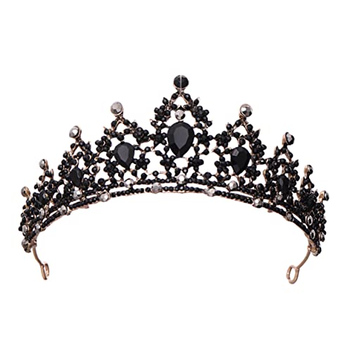NIYANGLE Barock Tiara Haarschmuck Braut Krone mit Schwarzen Strasssteinen Eleganter Kopfschmuck für Hochzeit Themenpartys und Festliche Anlässe Verziertes Diadem für Damen von NIYANGLE