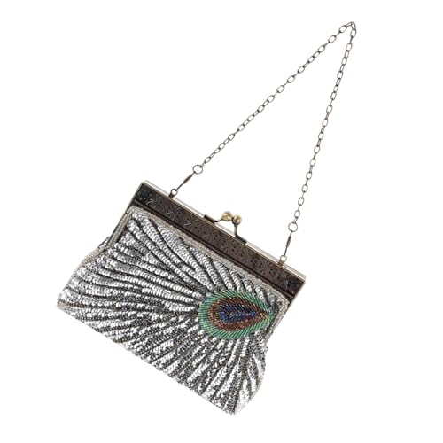 NIYANGLE Beaded Sequin Peacock Clutch Bag Damen Vintage Abendtasche Perlenhandtasche Crossbody Schultertasche Für Formelle Anlässe Hochzeit Party von NIYANGLE