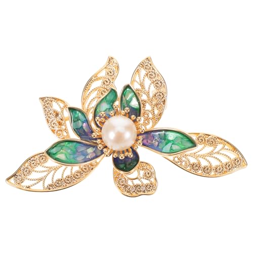 NIYANGLE Bling Kristall Revers Pin Strass Perle Blume Brosche Dekorative Metall Floral Kleidung Abzeichen Schmuck für Kleid Hut Jacke Dekoration von NIYANGLE