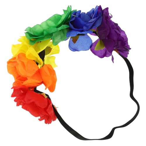 NIYANGLE Blumen Stirnband Blumenstirnband Regenbogenstirnband Blumen Kopfschmuck Pride Month Haarschmuck Für Mädchen Damenstirnband Bunte Stirnbänder Für Frauen Pride Dekorationen Dekorativ von NIYANGLE
