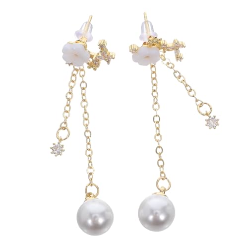 NIYANGLE Lange Damen Blumenohrringe Mit Baumelnden Quasten Muschelblumen-design Ohrhänger Für Partys Alltag Und Besondere Anlässe von NIYANGLE
