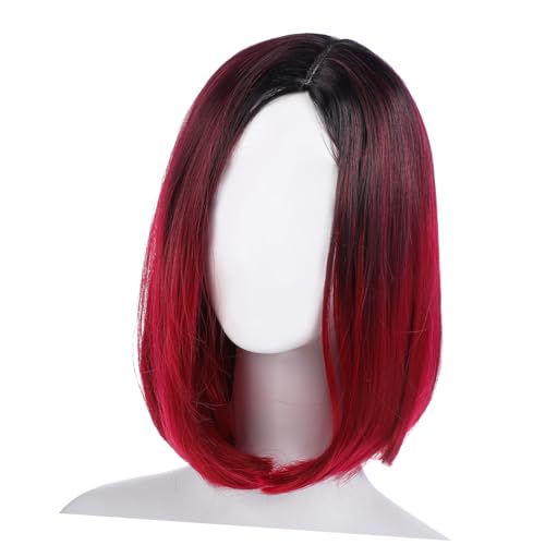 NIYANGLE Bob Perücke Lustige Perücken Für Party Perücke Anziehen Synthetische Perücken Für Frauen Täglich Frauenperücken Hochtemperaturdraht Rot von NIYANGLE
