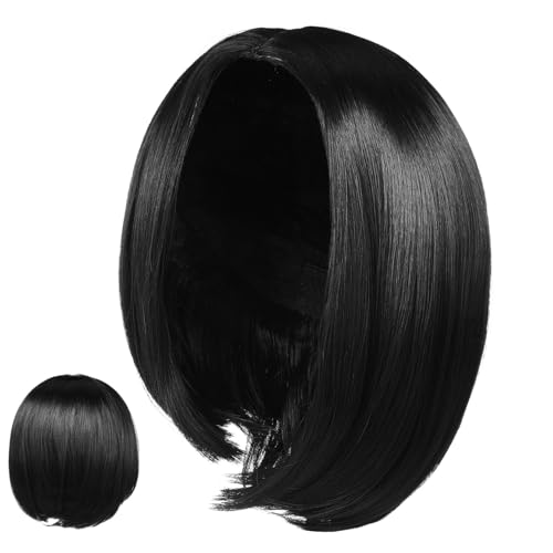 NIYANGLE Bob Perücke Perücken Cosplay modische Frauenperücke Perücken für Cosplay Frauen glattes synthetisches Haar Hochtemperaturdraht Schwarz von NIYANGLE
