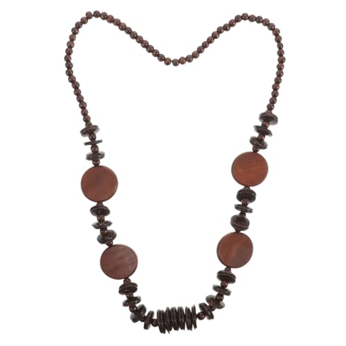 NIYANGLE Boho Lange Halskette Damen Holzperlen Statement Kokosnussschalen Geometrisch Ethno Modeschmuck Leicht und Handgefertigt für Freizeit und Urlaub von NIYANGLE