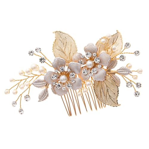 NIYANGLE Braut Haarkamm Goldene Haaraccessoire für Hochzeit Eleganter Schmuck für Bräute Vielseitig Einsetzbar und Gestaltet für Verschiedene Anlässe von NIYANGLE