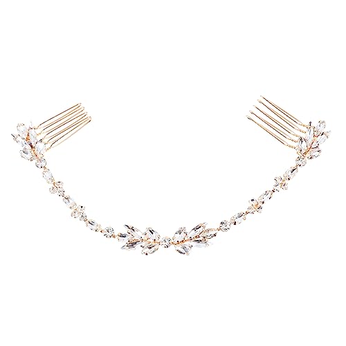 NIYANGLE Braut Haarkamm Kristallblumen Haarschmuck Eleganter Hochzeitsschmuck Damen Kopfschmuck Goldfarbener Haarkamm für Hochzeitsfeier und Besondere Anlässe von NIYANGLE