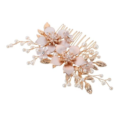 NIYANGLE Braut Haarkamm mit Imitationsperlen Floraler Hochzeitsschmuck aus Langlebiger Legierung Vielseitig für Dickes Haar Accessoire für Braut und Brautjungfern von NIYANGLE