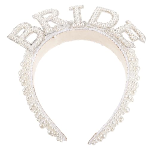 NIYANGLE Braut Haarschmuck Perlen Haarband Vintage Stil Handgefertigter Braut Kopfschmuck für Hochzeiten Partys und Besondere Anlässe Design mit Glitzersteinen und Feiner Verarbeitung von NIYANGLE