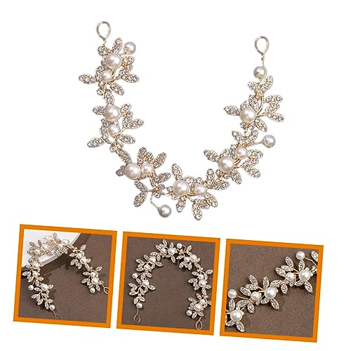 NIYANGLE Braut Perlen Haarband aus Langlebiger Legierung mit Weicher Kette Zarter Hochzeitsschmuck für Braut und Fest Komfortabel und Stilvoll Goldfarbenes Haarschmuck Accessoire von NIYANGLE