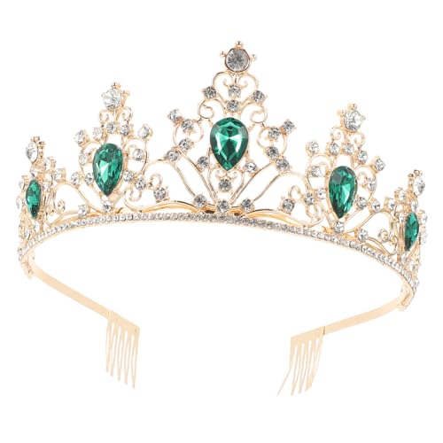 NIYANGLE Braut Tiara Haarschmuck mit Funkelnden Kristallen Grünes Diadem für Hochzeit Festzug Geburtstag und Besondere Anlässe Damen Haaraccessoire für Brautjungfern und von NIYANGLE