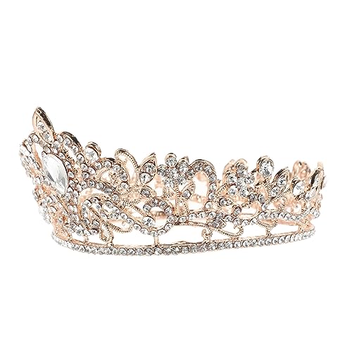 NIYANGLE Braut Tiara Krone Damen Haarschmuck für Hochzeit Verlobung und Besondere Anlässe Funkelnde Zirkonia Krone Roségold Komfortabel zu Perfektes Accessoire für Jede Braut von NIYANGLE