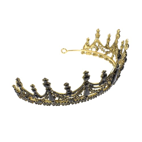 NIYANGLE Braut Tiara mit Funkelnden Strasssteinen Großer Halbrunder Stirnband Leichter und Bequemer Kopfschmuck für Hochzeit Party und Prinzessin Kostüm Vintage Brautschmuck Schwarz von NIYANGLE