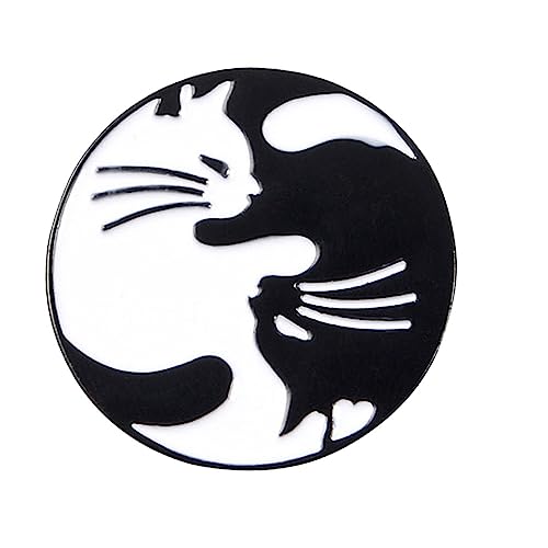 NIYANGLE Brosche süß schwarze Katze Kätzchen Brosche Stifte Kätzchen-Ornament Katzenbrosche Cartoon-Brosche Tierbrosche Taschenbrosche Jeans-Brosche Brosche Katze Tier Brosche Weiß von NIYANGLE