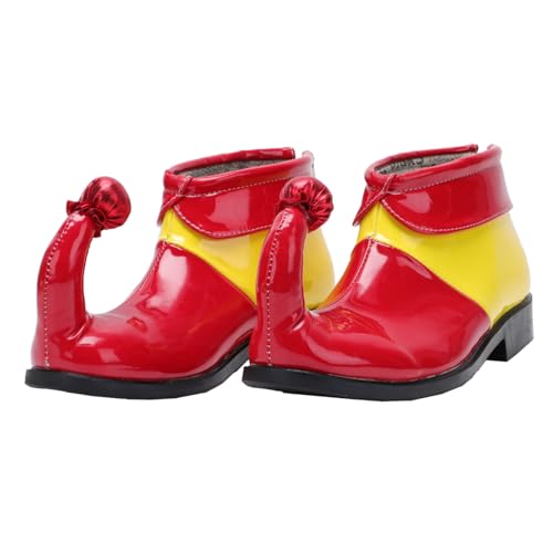 NIYANGLE Bunte Clown Schuhe PU Material Verstellbar Lustige Cosplay Stiefel für Halloween Karneval Erwachsene von NIYANGLE
