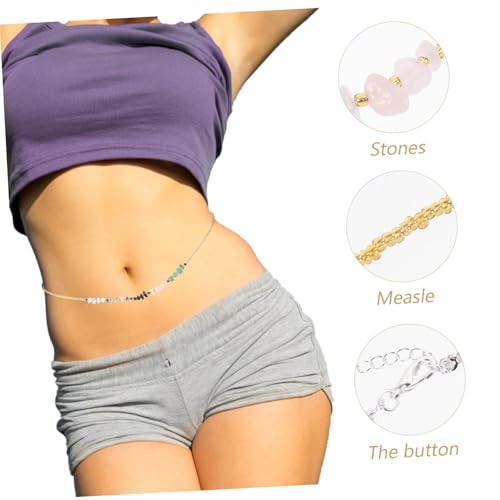 NIYANGLE Bunte Stein Body Chain Verstellbar Handgefertigte Bikini Bauchkette Damen Schmuck Körperkette für Strandparty und Bühnenauftritt von NIYANGLE