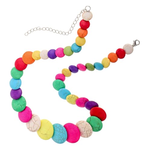 NIYANGLE Bunte Stein Choker Halskette Damen Handgefertigt Strand Party Reise Vielseitig Komfortabel Langlebig von NIYANGLE
