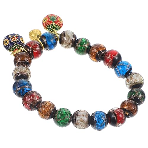 NIYANGLE Buntes Glasperlen Armband Perlen mit Goldfolie Anhänger Modisches Schmuckaccessoire für Damen und Herren Vielseitiges Dekoratives Handgelenksband für Alltag und Party von NIYANGLE