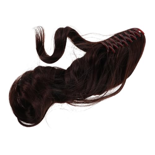 NIYANGLE Pferdeschwanzverlängerung Clip Haarverlängerung Für Damen Lockiger Pferdeschwanz Mit Klammer Aus Kunsthaar in Dunkelbraun Für Einfaches Styling Und Nahtlosen Look von NIYANGLE