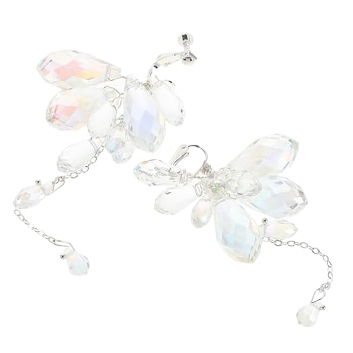 NIYANGLE Clip Ohrringe mit Funkelnden Handgefertigte Quasten Romantisch Schwingend Brautschmuck für Hochzeiten und Festliche Anlässe von NIYANGLE