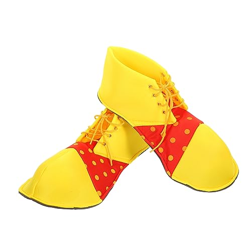 NIYANGLE Clown Kostümschuhe Große Leichte Clown Cosplay Schuhe Für Erwachsene Und Jugendliche Halloween Bühnenauftritt Zubehör Gelb Rot Design von NIYANGLE