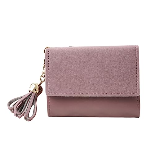 NIYANGLE Damen Geldbörse Trifold PU mit Mattem Finish und Quaste Leichtes Portemonnaie für Karten Münzen und Bargeld Kompakte Clutch für Studenten und Frauen Modisches Kartenetui von NIYANGLE