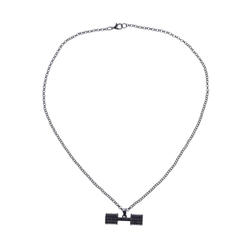 NIYANGLE Damen Halskette mit Stilvollem Hantel Langhantel anhänger Fitness Schmuck aus Legierung Schwarzes Design Modisches Accessoire für Bewegung und Strand Einzigartiger Charm von NIYANGLE