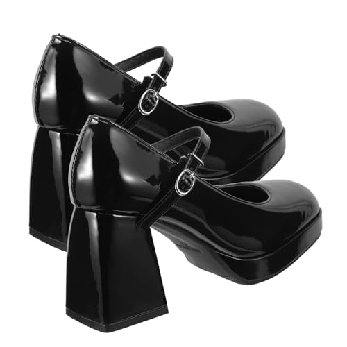 NIYANGLE Damen High Heels im klassischen Stil mit breitem Absatz Schwarze Pumps für Arbeit Party und Festliche Anlässe Modische Schuhe für Frauen von NIYANGLE
