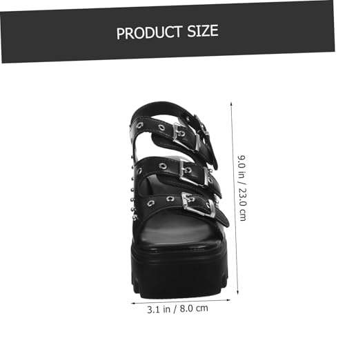 NIYANGLE Damen Sandalen mit Dickem Blockabsatz Rutschfeste Römische Plateau schuhe Modisch Bequem für Party und Alltag in Schwarz von NIYANGLE