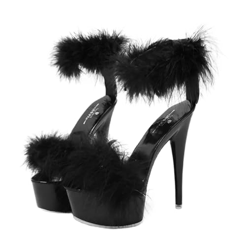 NIYANGLE Damen Sandalen mit Hohem Absatz Sommer Schuhe Superhohe Absatz Sandaletten Schwarz Modische Damenschuhe für Besondere Anlässe Zufällige Farbe von NIYANGLE