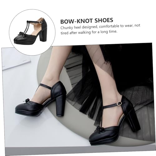 NIYANGLE Damen Sandaletten mit Grobem Absatz und Schleifen detail Sommerliche High Heels für Partys und Büro Stilvolle Modische Pumps in Schwarz von NIYANGLE