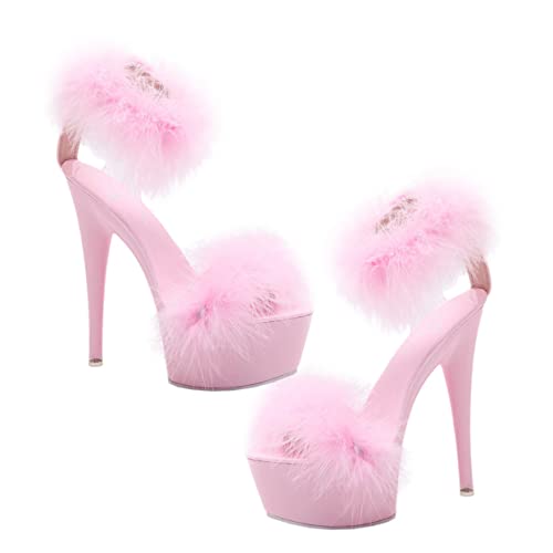 NIYANGLE Damen Sandaletten mit Hohem Absatz Rutschfest und Strapazierfähig Sommer Frühling Schuhe Komfortabel für Arbeit und Freizeit Langlebiges Obermaterial Rosa von NIYANGLE