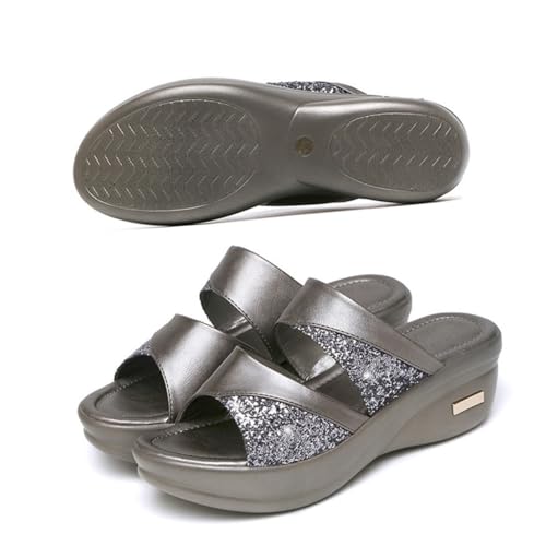 NIYANGLE Damen Wedgeslipper Sommer mit Dicker Plateau-sohle Stylische Fischmaul-optik Bequemes Outdoor-pantoletten-modell in Modische Freizeitschuhe für Frauen von NIYANGLE