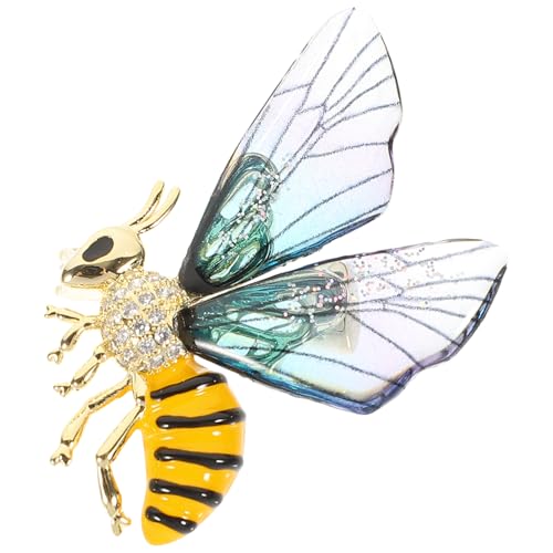 NIYANGLE Delikate Bienenbrosche mit Transparenten Acrylflügeln Anstecknadel für Kleidung Rucksack und Accessoires Leichte Metalllegierung Eleganter Schmuck für Alltag und Festtage von NIYANGLE