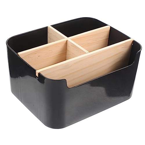 NIYANGLE Detachable Bambus Makeup Organizer Box Quadratischer Schwarzer Desktop Kosmetik Aufbewahrungsbox mit Großem Stauraum Leicht Kompakt für Büro Schule und Zuhause von NIYANGLE