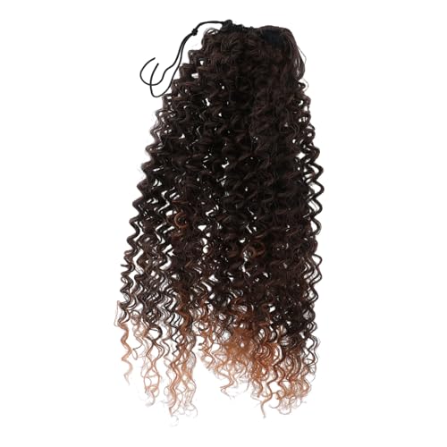 NIYANGLE Drawstring Faux Curly Ponytail Extension für Frauen Synthetische Haarteile mit Voluminösen Locken Leichter Verstellbarer Clip-in Haarschmuck in Braun Langlebig und Einfach zu von NIYANGLE