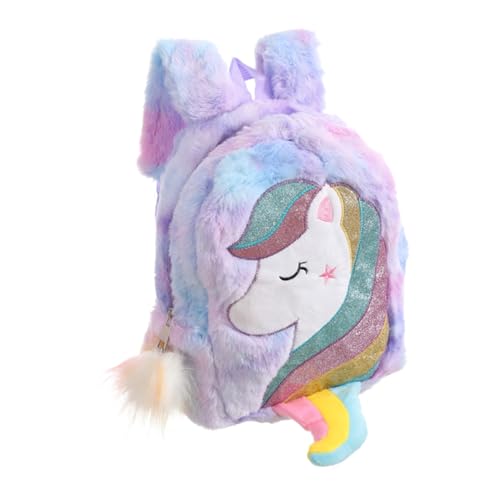 NIYANGLE Einhorn-Tasche Für Junge Mädchen Schultasche Aus Plüsch Verstellbarem Schultergurt Robust Und Langlebig Regenbogen-Rucksack Schultertasche von NIYANGLE
