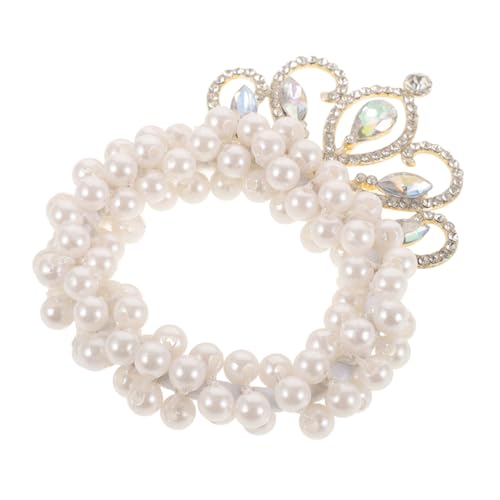 NIYANGLE Elastisches Haargummi mit Perlenkrone Langlebiges Haarschmuck für Mädchen Sicherer und Bequemer Ponytail Halter Trendiges Accessoire für Blumenmädchen Vielseitig Kombinierbar von NIYANGLE