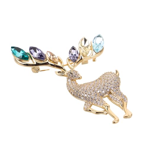 NIYANGLE Elch Brosche für Kleidung Tier Brosche weihnachtliche Kostümdekoration aus Strass aus Strass Strasssteine Golden von NIYANGLE