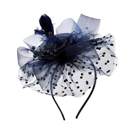 NIYANGLE Eleganter Damen Fascinator mit Netz und Federn Bequemer Sitz Stilvolles Tea Party Headpiece für Hochzeit Geburtstag Cocktail und Festliche Anlässe Vielseitiges Haar Accessoire von NIYANGLE