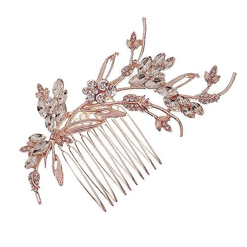 NIYANGLE Eleganter Haarkamm Aus Glas in Roségold Haarschmuck Für Frauen Kreative Haarspange Mit Strasssteinen Für Hochzeiten Und Besondere Anlässe von NIYANGLE