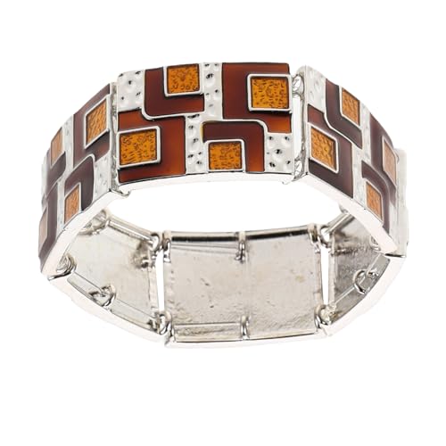 NIYANGLE Exaggerated Geometric Bohemian Wide Chunky Bangle Elastisches Metallarmband Damen Vintage Statement Wristband Für Alltag Und Festliche Anlässe von NIYANGLE