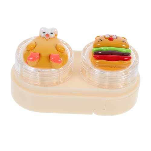 NIYANGLE Cute Animal Kontaktlinsenbehälter Tragbarer Auslaufsicherer Aufbewahrungsbehälter Mit Cartoon-Design Und Praktischen Pinzetten Für Reisen Und Zuhause Fuchs von NIYANGLE