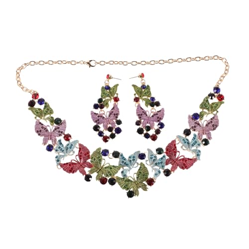 NIYANGLE Schmetterling Anhänger Halskette Mit Ohrringen Set Glanz Schmuck Für Damen Hochzeit Abendgarderobe Partei Feste von NIYANGLE
