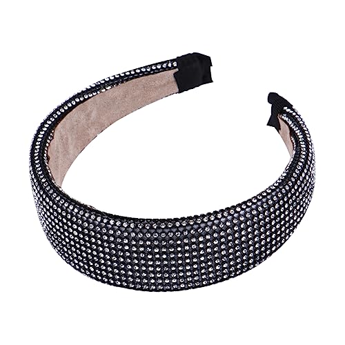 NIYANGLE Fashionable Rhinestone Headband Für Damen Und Mädchen Breiter Haarreif Mit Funkelnden Strasssteinen Für Tägliche Outfits Und Besondere Anlässe Schwarz Mit Beigem Innenfutter von NIYANGLE