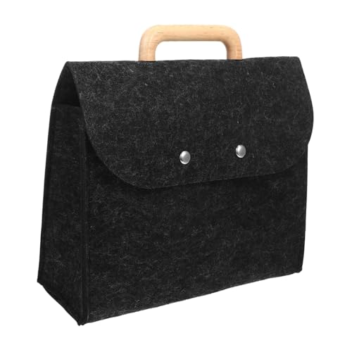 NIYANGLE Filztasche mit Holzgriff Handtasche für Geschäft Großes Fassungsvermögen Langlebiges Filzmaterial Stilvolles Design Tiefgrau Aufbewahrungslösung NIYANGLE Filztasche mit Holzgriff Handtasche für Geschäft Großes Fassungsvermögen Langlebiges Filzmaterial Stilvolles Design Tiefgrau Aufbewahrungslösung von NIYANGLE