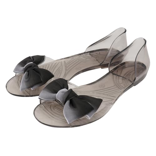 NIYANGLE Flache Fish Head Sandalen Damen Sommer Sandalen Rutschfest Atmungsaktiv Vielseitig Strand Schuhe Schwarz von NIYANGLE