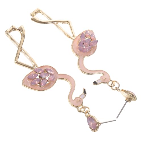 NIYANGLE Flamingo Ohrringe Damen mit Funkelnden Strasssteinen Emaillierte Ohrstecker Leichter Tropfen anhänger Modischer Schmuck für Alltag Party und von NIYANGLE