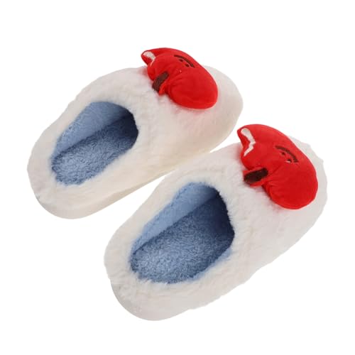 NIYANGLE Flauschige Apfel Hausschuhe Kuschelige Obst Pantoffeln Rutschfest Warme Winter Slippers für Damen und Herren Innenbereich Herbst und Winter von NIYANGLE